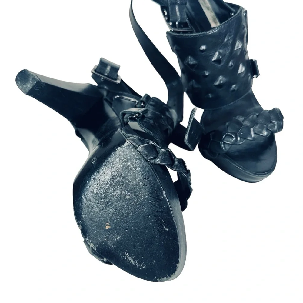 Sexy platforms with rocker edge by Pour La Victoire studded braided straps 9.5